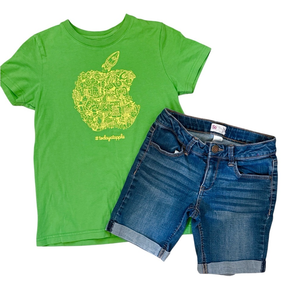 Green Graphic Kids T-Shirt and Shorts Set 10/12